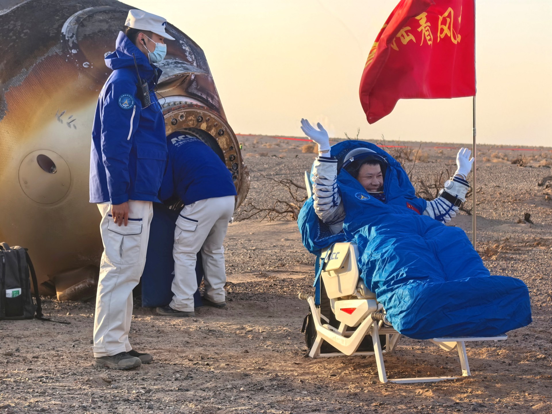 China sends spacecraft to pick up stranded astronauts