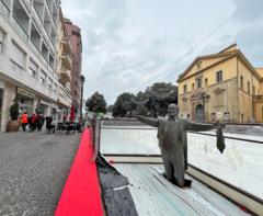 Italian town freezes Pavarotti statue knee-deep in Christmas ice rink, angering widow