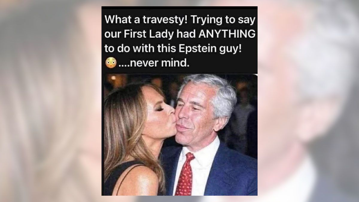 Watch out for fake photo of Melania Trump kissing Epstein on cheek