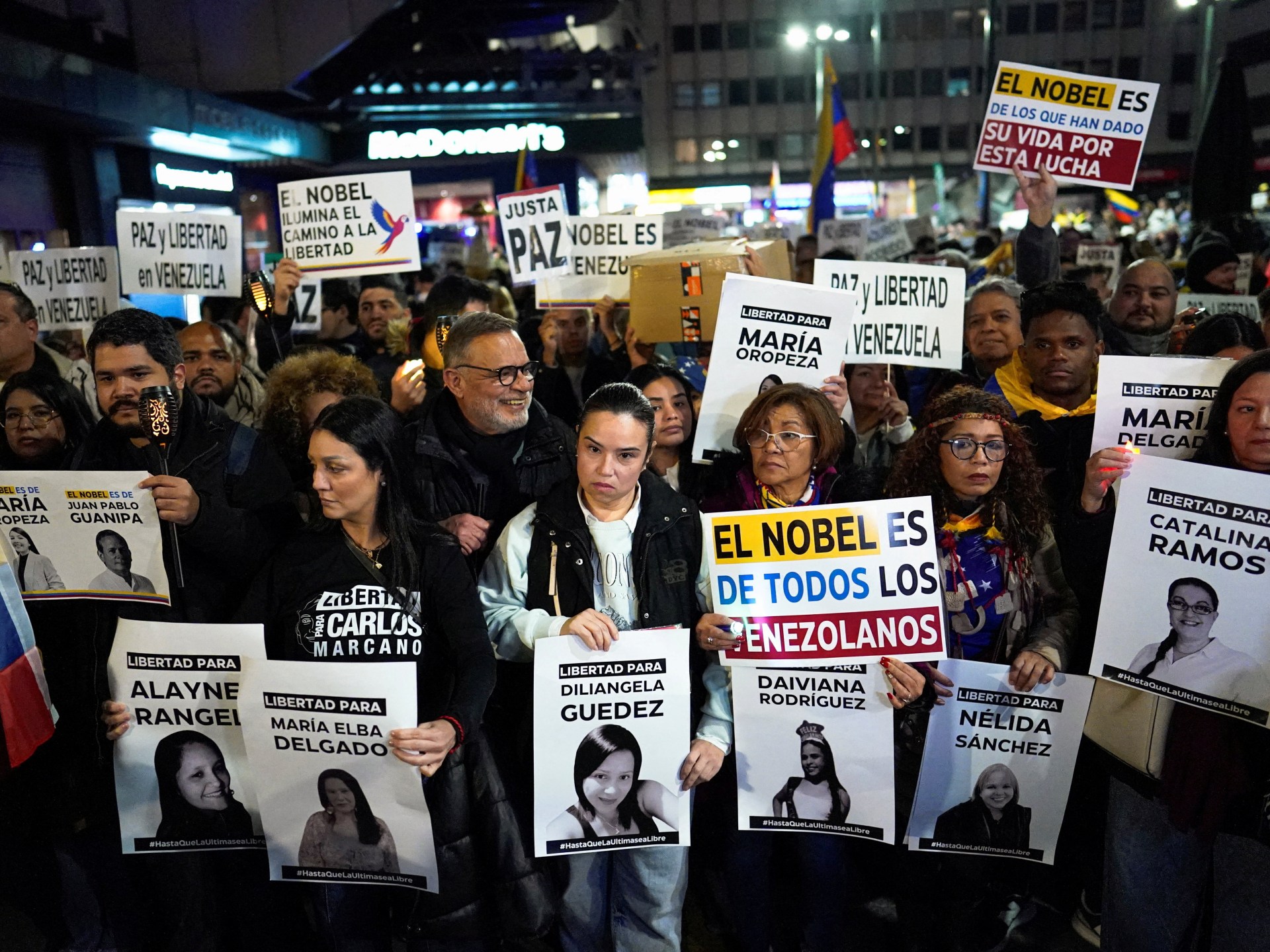 Supporters of Venezuela’s Machado rally in cities around the world
