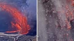 Moment Hawaii volcano eruption engulfs camera