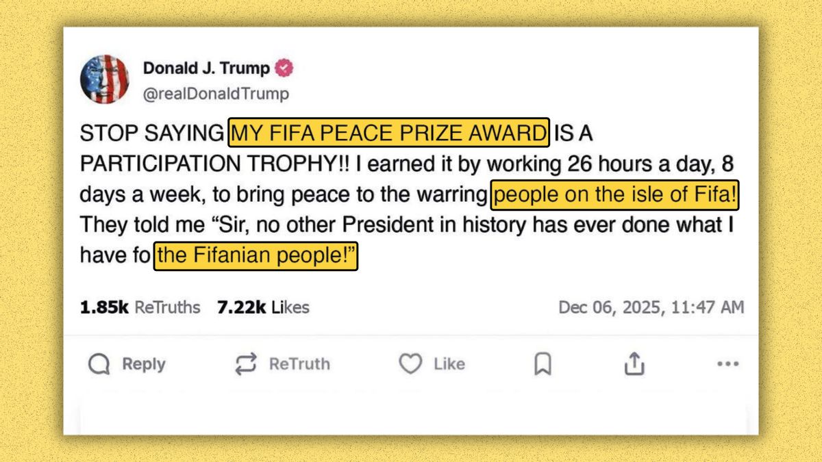 Don’t fall for this Trump post about bringing peace to ‘Isle of Fifa’