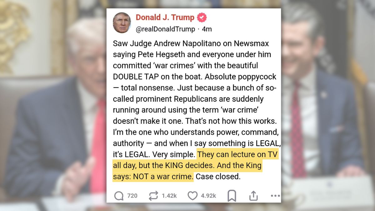Did Trump post ‘the KING decides’ what war crimes are? Here’s the truth