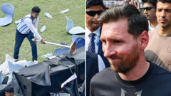 Angry fans throw chairs and bottles at Messi event in India