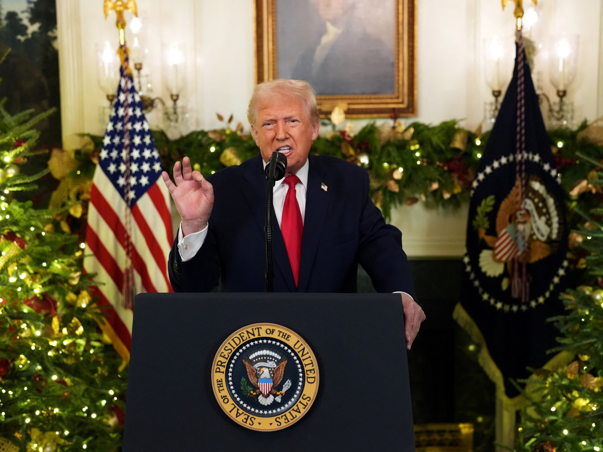 Trump touts achievements, attacks immigrants in White House address