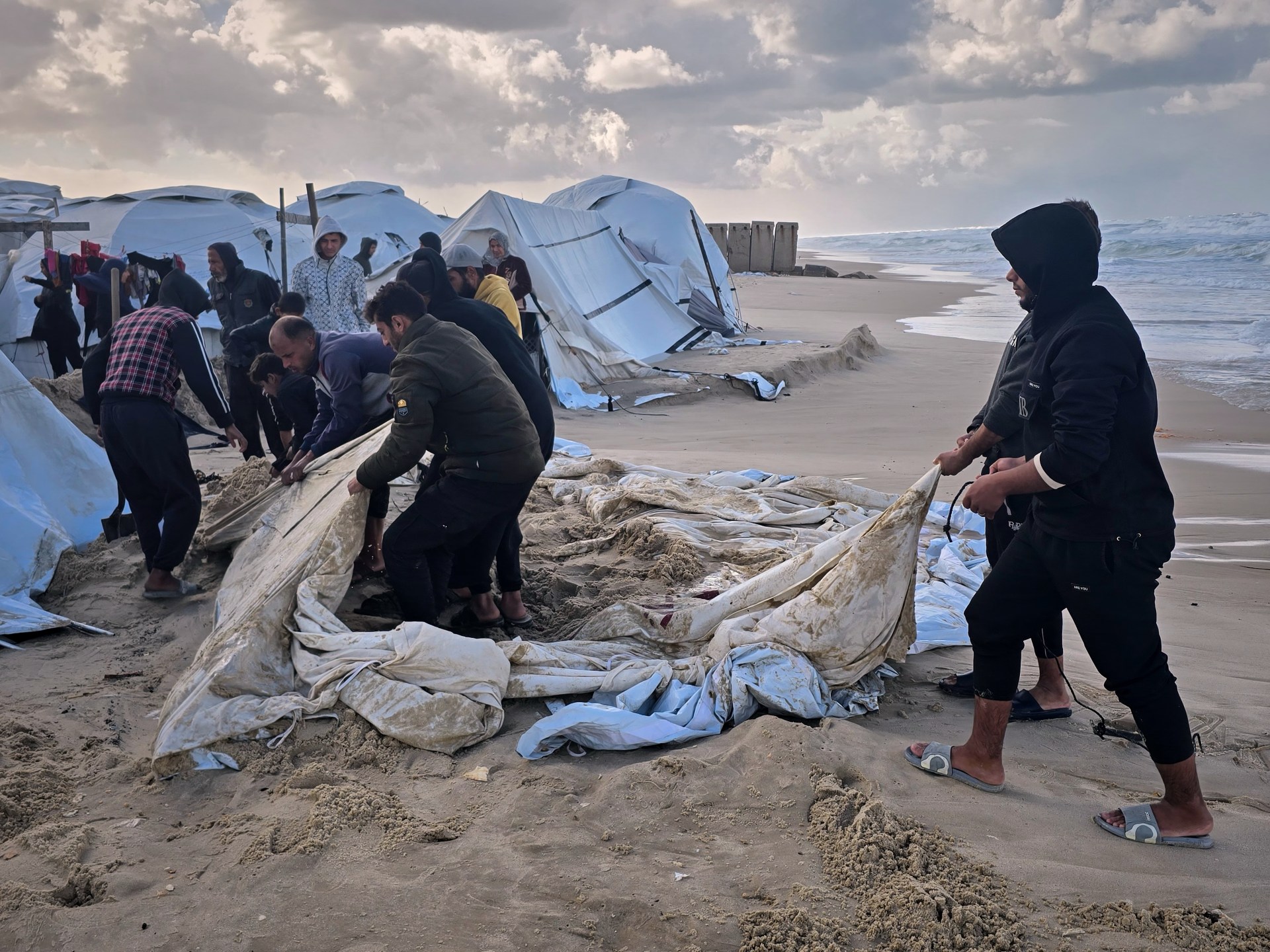 Winter floods wreak havoc on Gaza displacement camps as Israel blocks aid