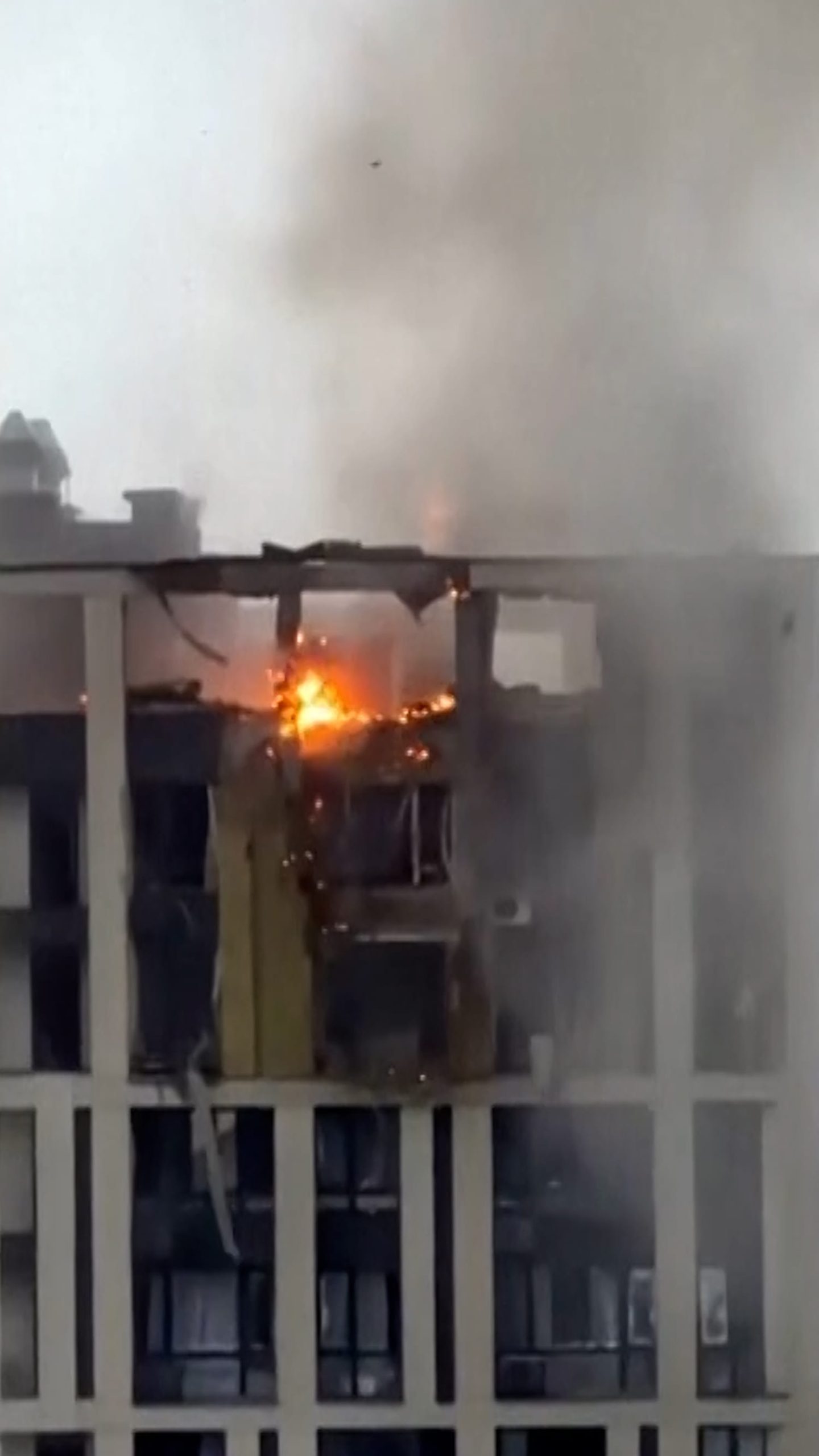 Video appears to show drone strike on building in Kyiv