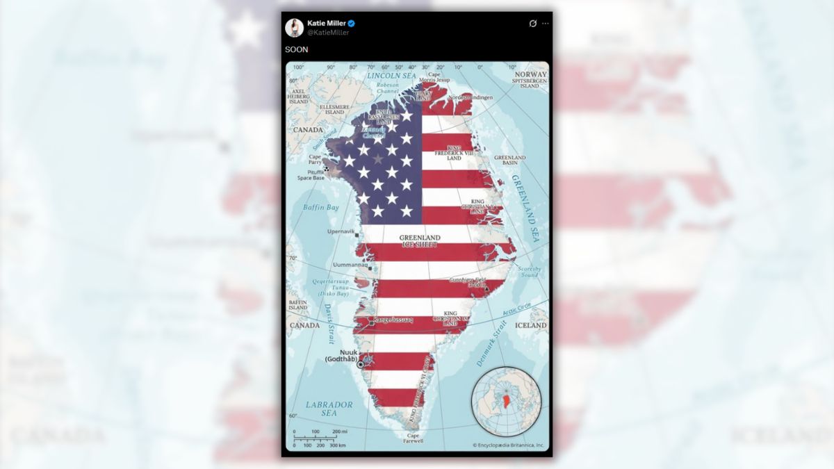 Did Katie Miller post Greenland map overlaid with US flag, captioning it ‘SOON’?