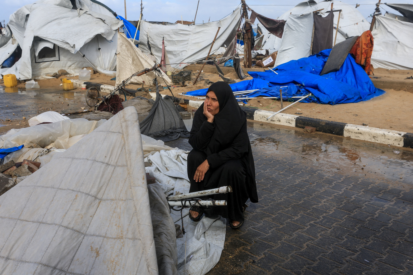 Displaced Palestinians weather deadly winds, extreme cold in tents