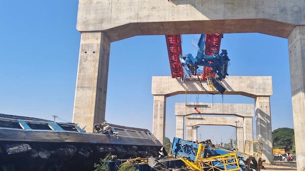 At least 22 dead after crane collapses onto passenger train in Thailand
