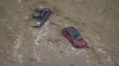 Watch: Aerial footage shows cars swept away by flash floods in Australia