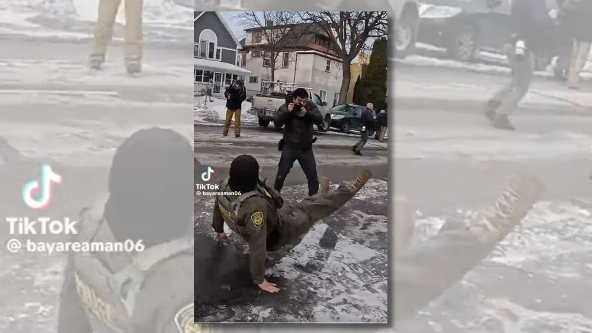 Posts claim ICE agent slipped on actual ice. They’re almost right