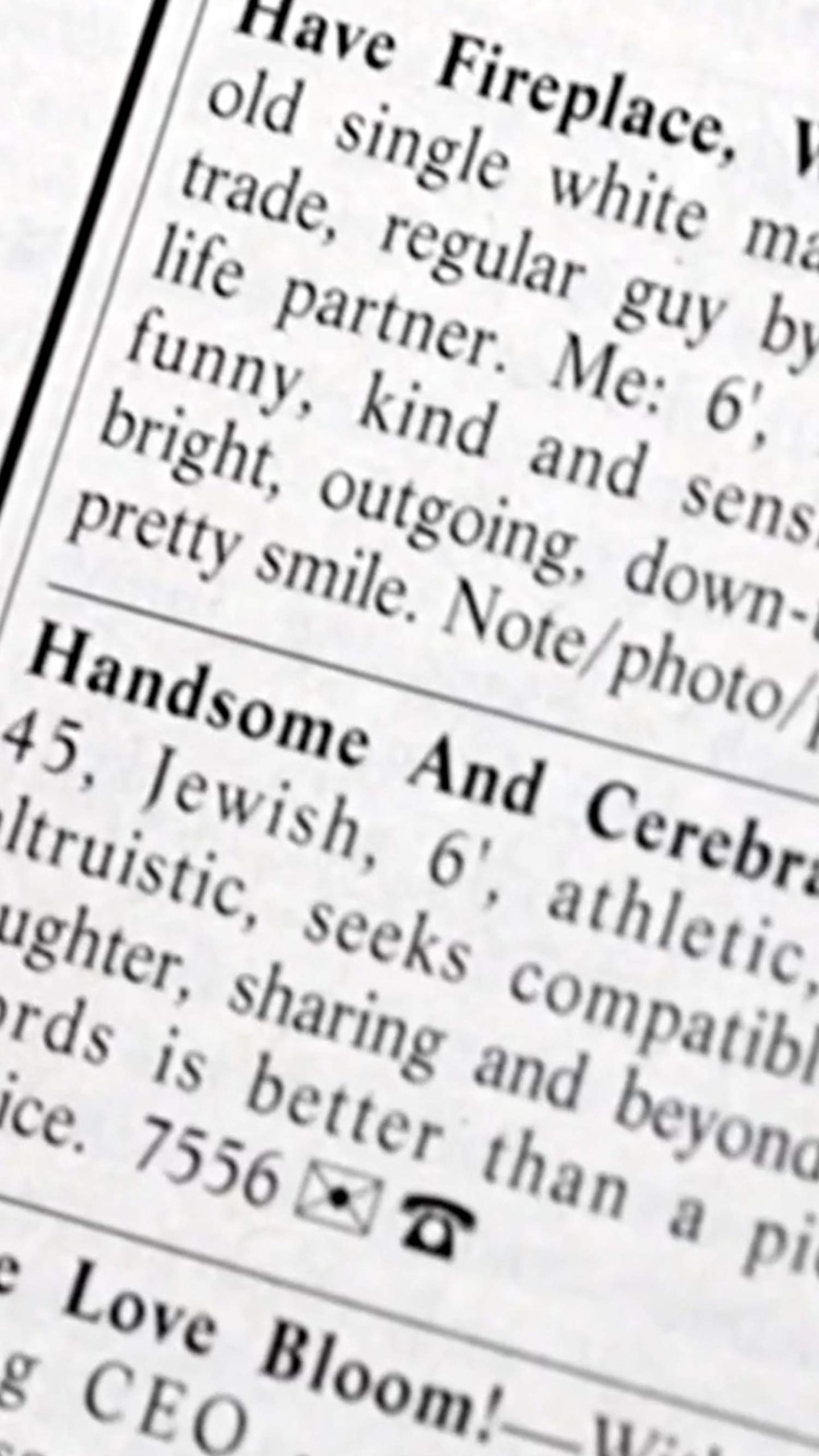 Singles turn to the personal ads section to find love