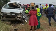 Twelve schoolchildren killed after bus collides with lorry in South Africa