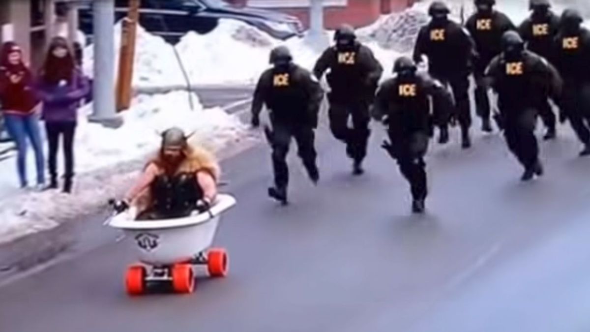 Run from rumored video showing ICE agents chasing ‘bathtub viking’ protester