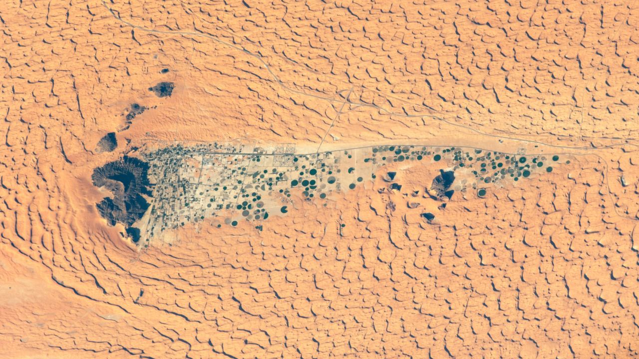Ancient lake full of crop circles lurks in the shadow of Saudi Arabia’s ‘camel-hump’ mountain — Earth from space