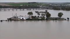 Aerial footage shows flooded cities as storms hit Spain
