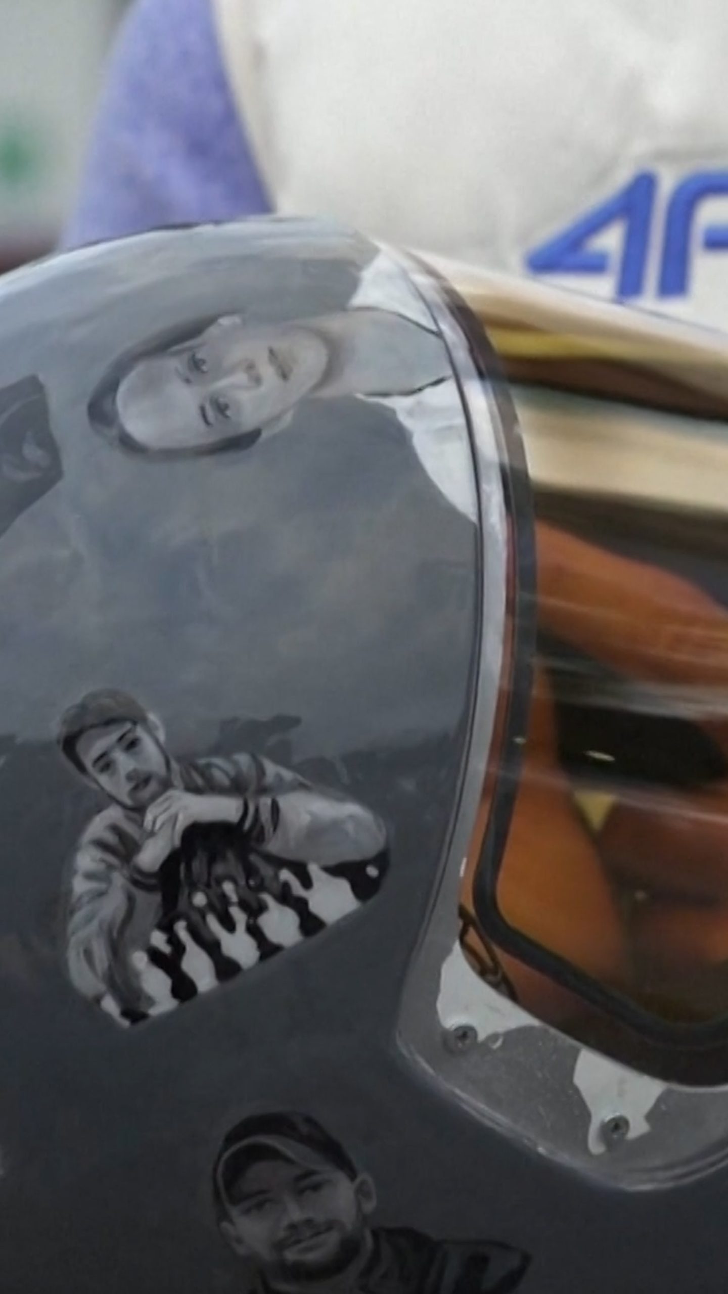 Ukrainian told he can’t use helmet showing war victims