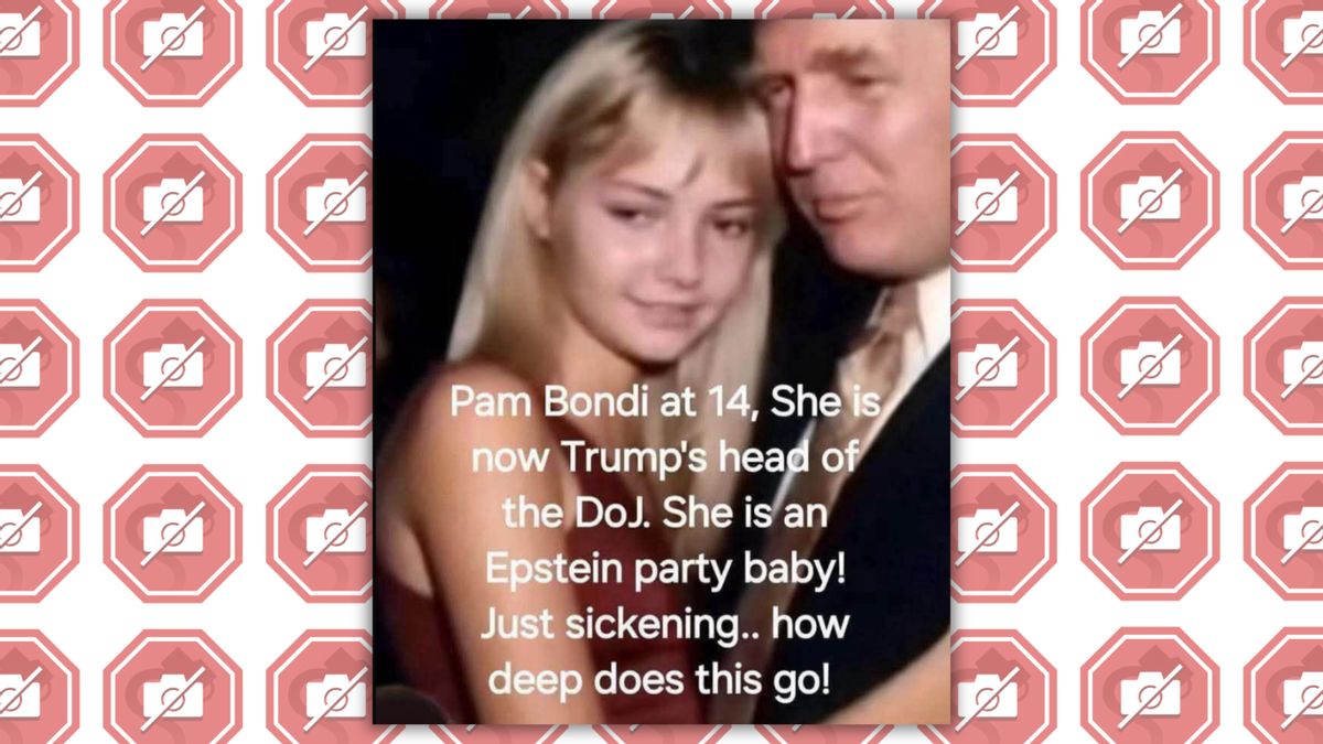 Does this image show 14-year-old Pam Bondi with Trump? Not so fast