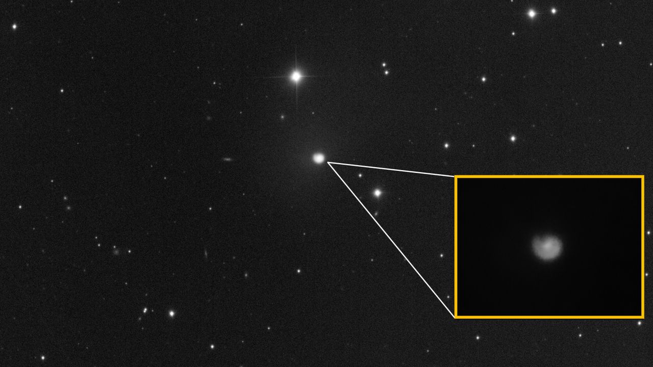 City-size, cold-volcano comet transforms into a glowing ‘snail shell’ after major explosive outburst