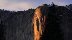 Watch: Yosemite waterfall turns molten orange