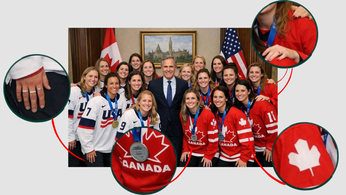 Fake image of Carney with US, Canadian women’s hockey teams praised as ‘class act’