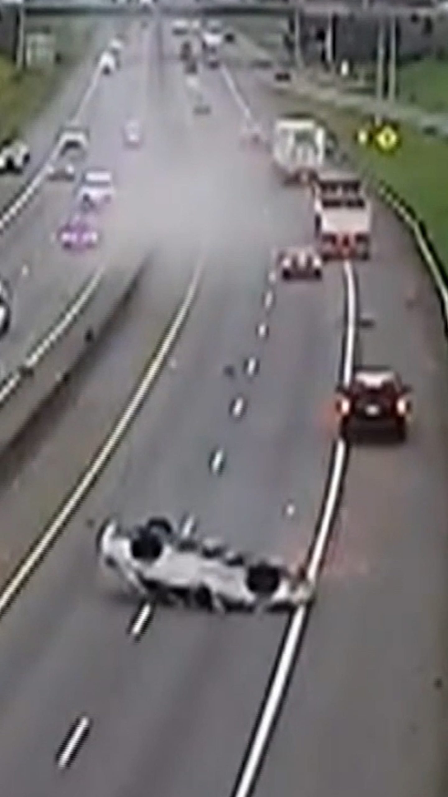 High-speed chase ends with rollover on highway