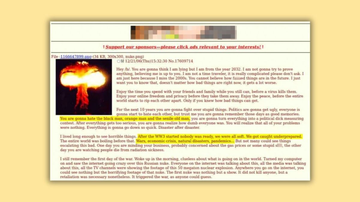 Did 4chan time traveler predict ‘orange man’ and WWIII?