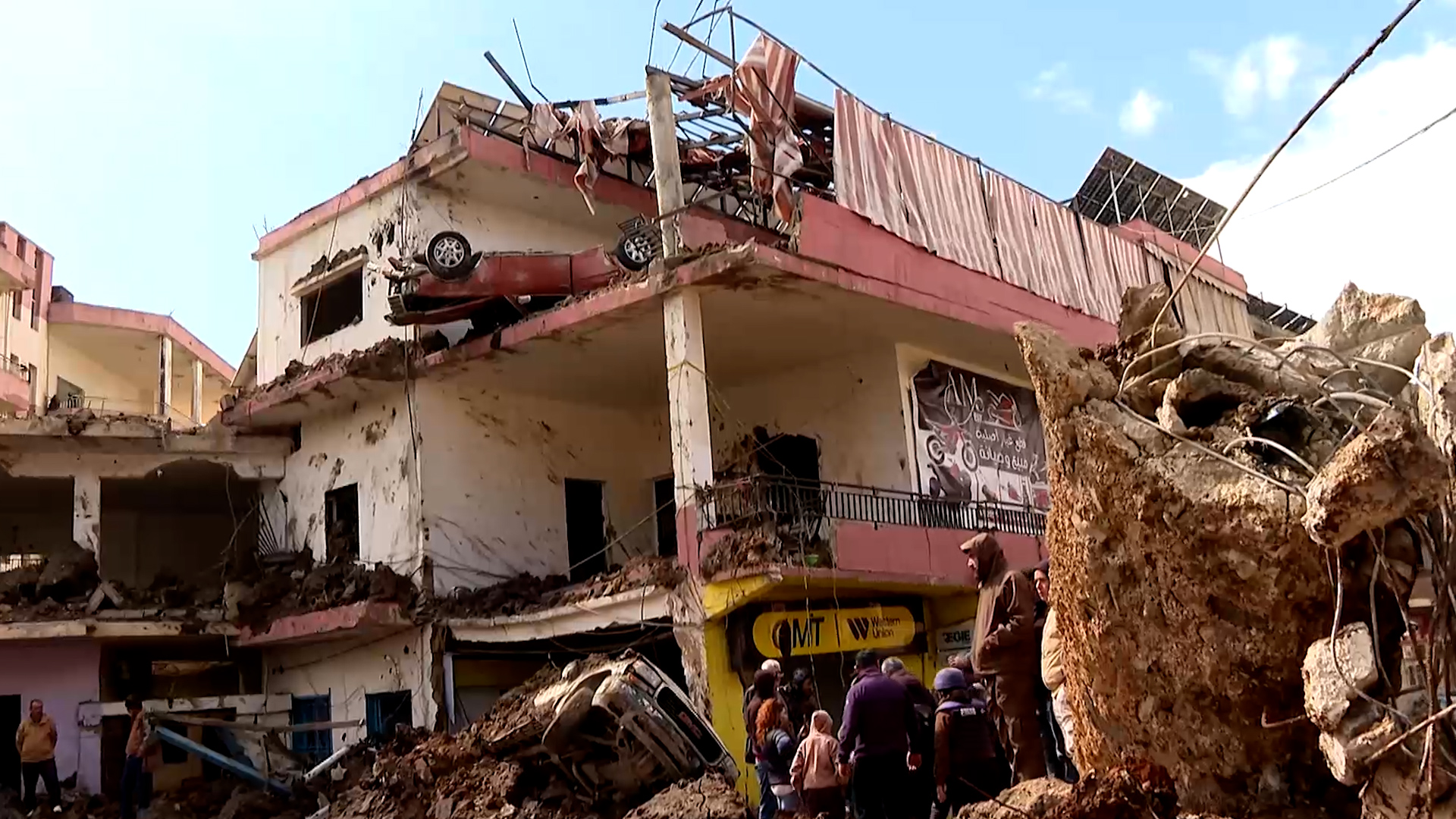 Aftermath of village in Lebanon after Hezbollah, Israeli troops clash
