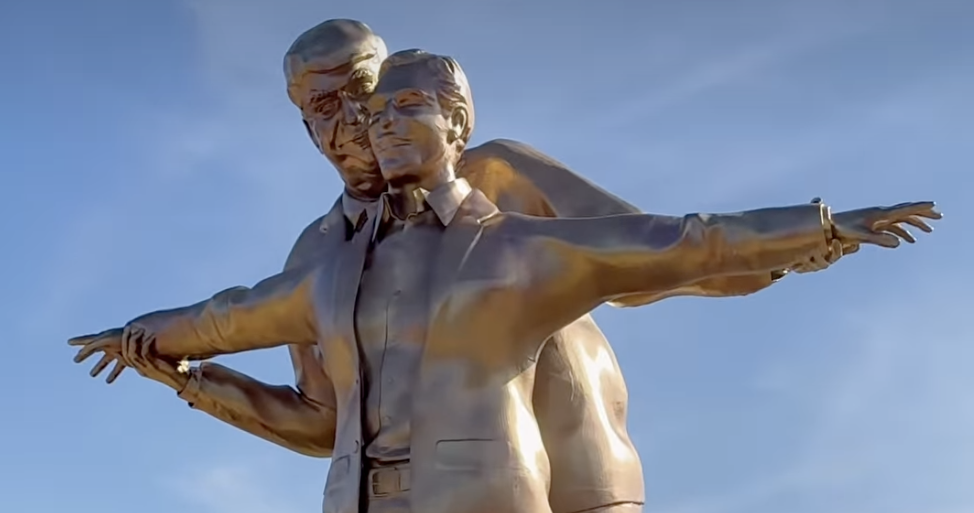 Homoerotic statue of Trump holding Jeffrey Epstein appears on National Mall