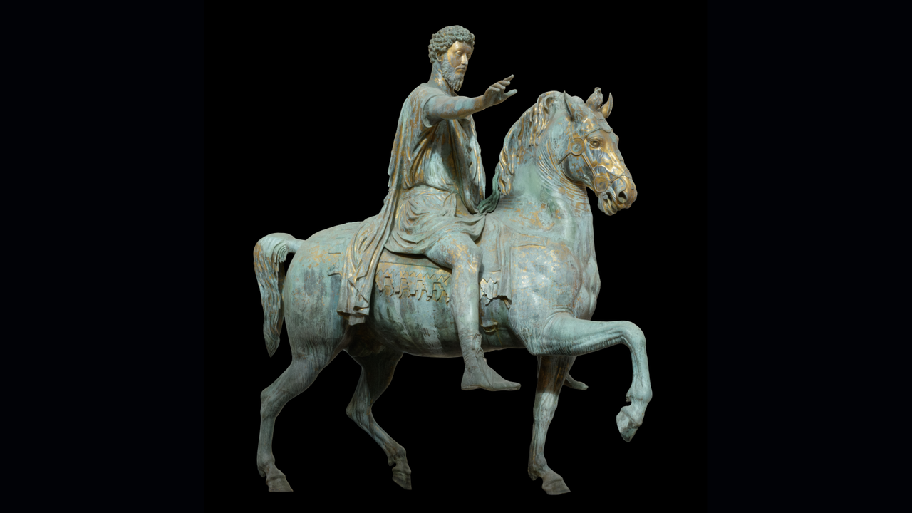Equestrian statue of Marcus Aurelius: The only surviving larger-than-life-size statue of a pagan Roman emperor — a rarity that Michelangelo refurbished