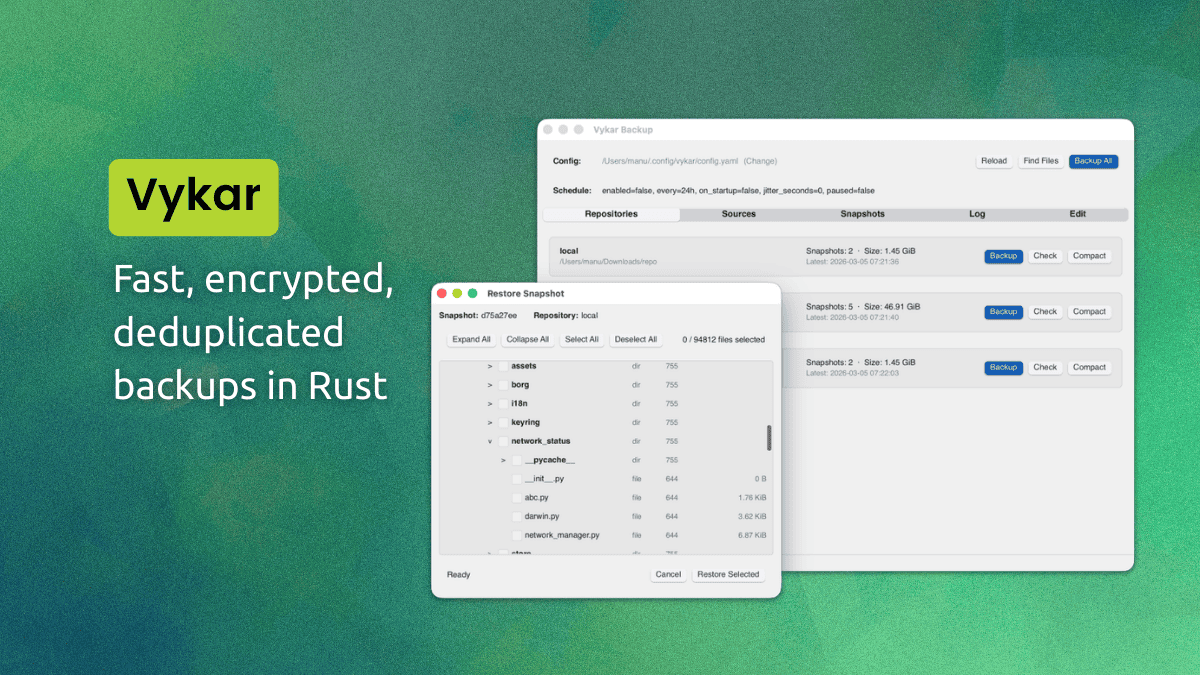 Vykar is a New Open Source Backup Tool That's Faster Than Borg, Restic, and Kopia
