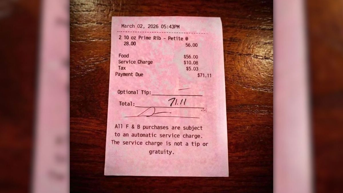 Image allegedly shows restaurant receipt with service charge, no ‘optional tip.’ Is it real?