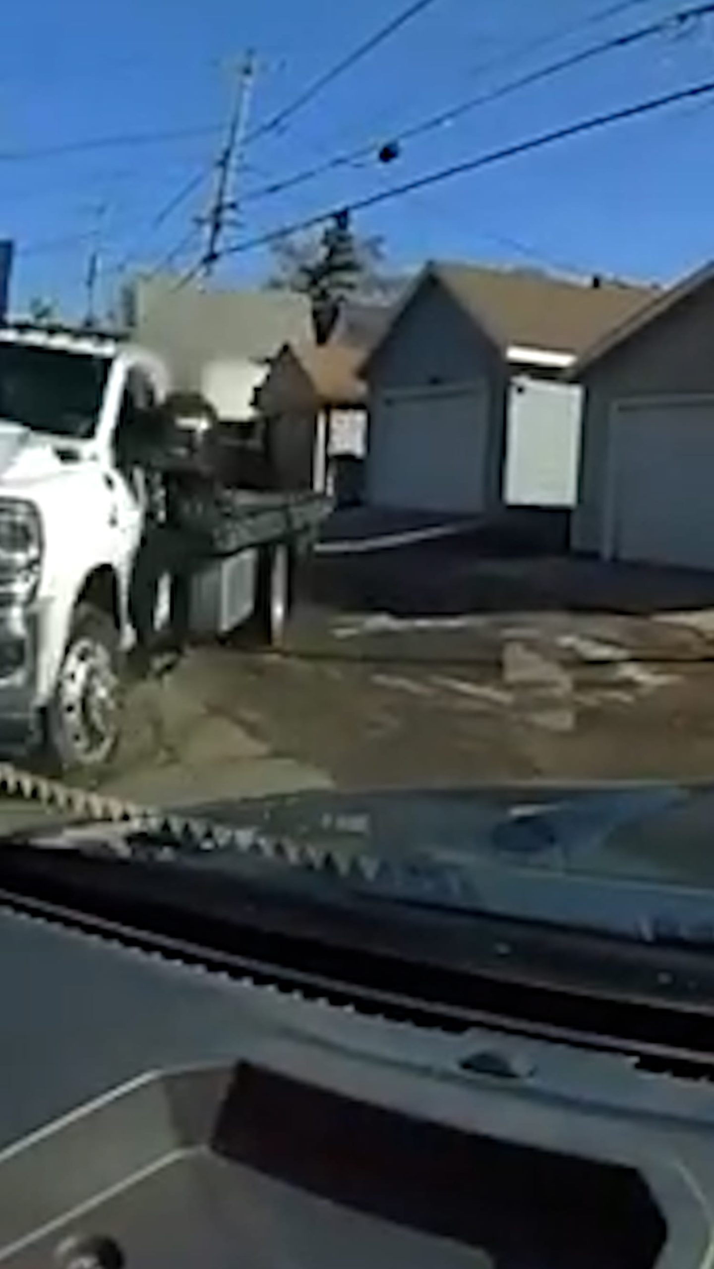 Officer hangs off truck before fatally shooting driver