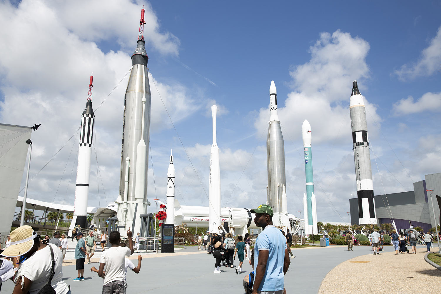 Excited visitors for NASA’s moon launch jockey for prime views