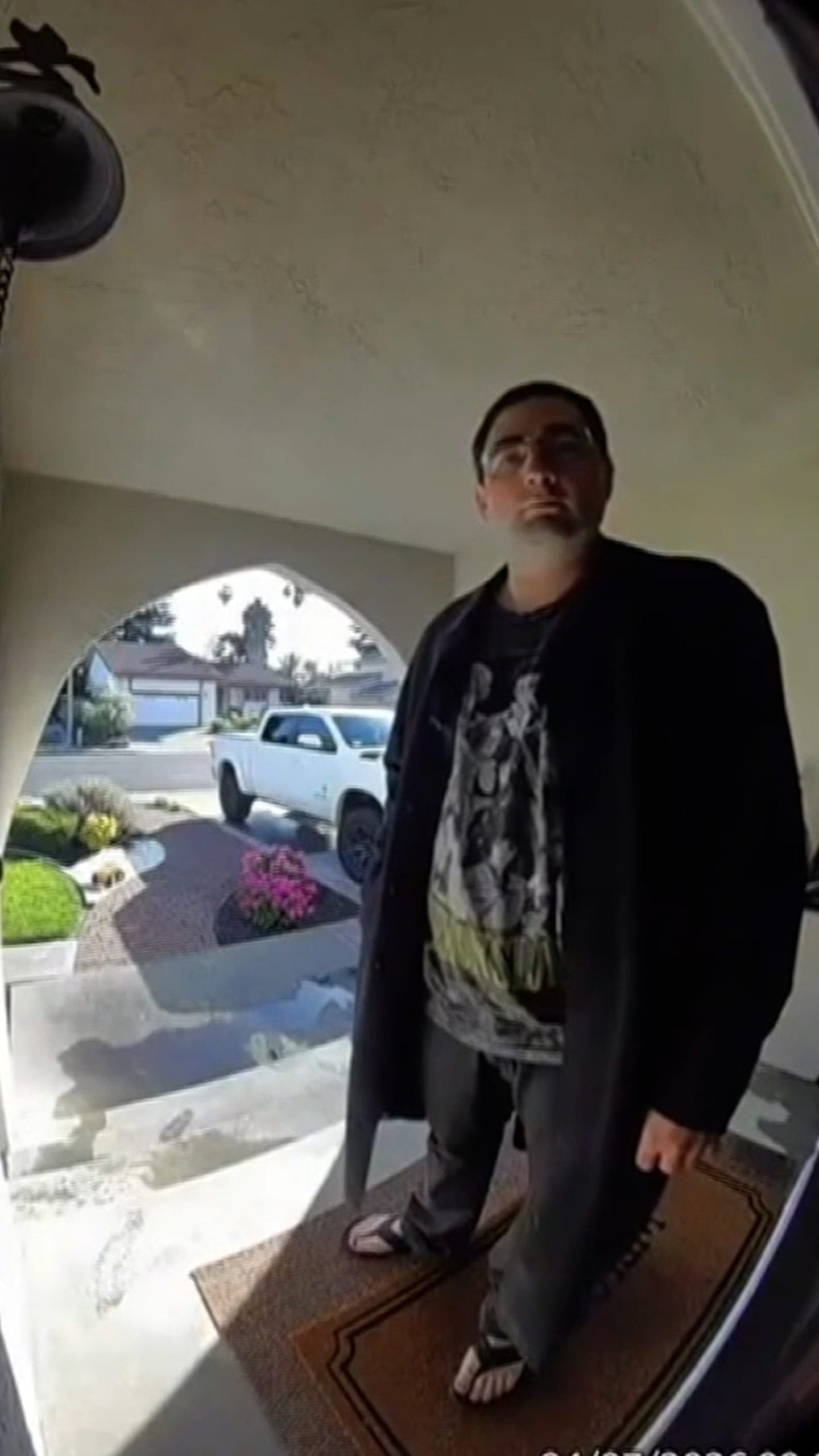 Frightening doorbell video of alleged home intruder