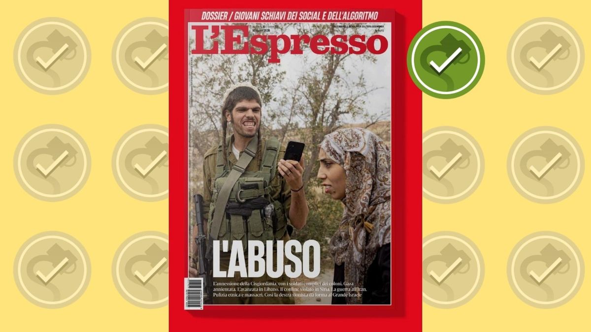 Is this real photo of Israeli settler, Palestinian woman on Italian magazine cover?