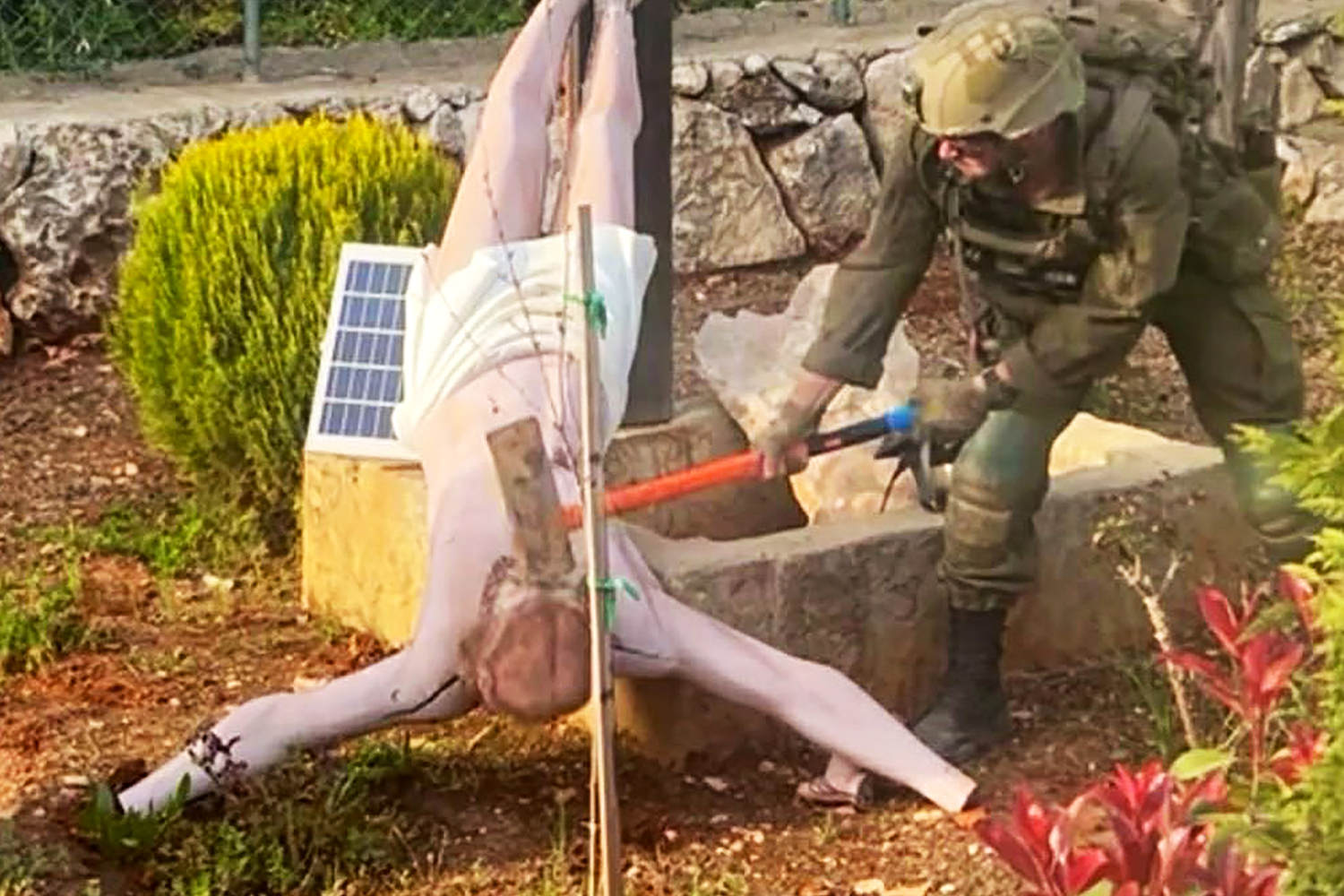 Israeli soldier seen striking Jesus statue in Lebanon, sparking condemnation