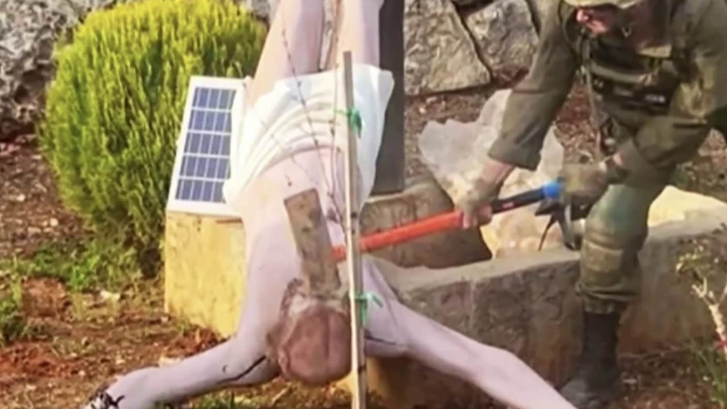 Outrage after Israeli soldier seen striking Jesus statue in Lebanon