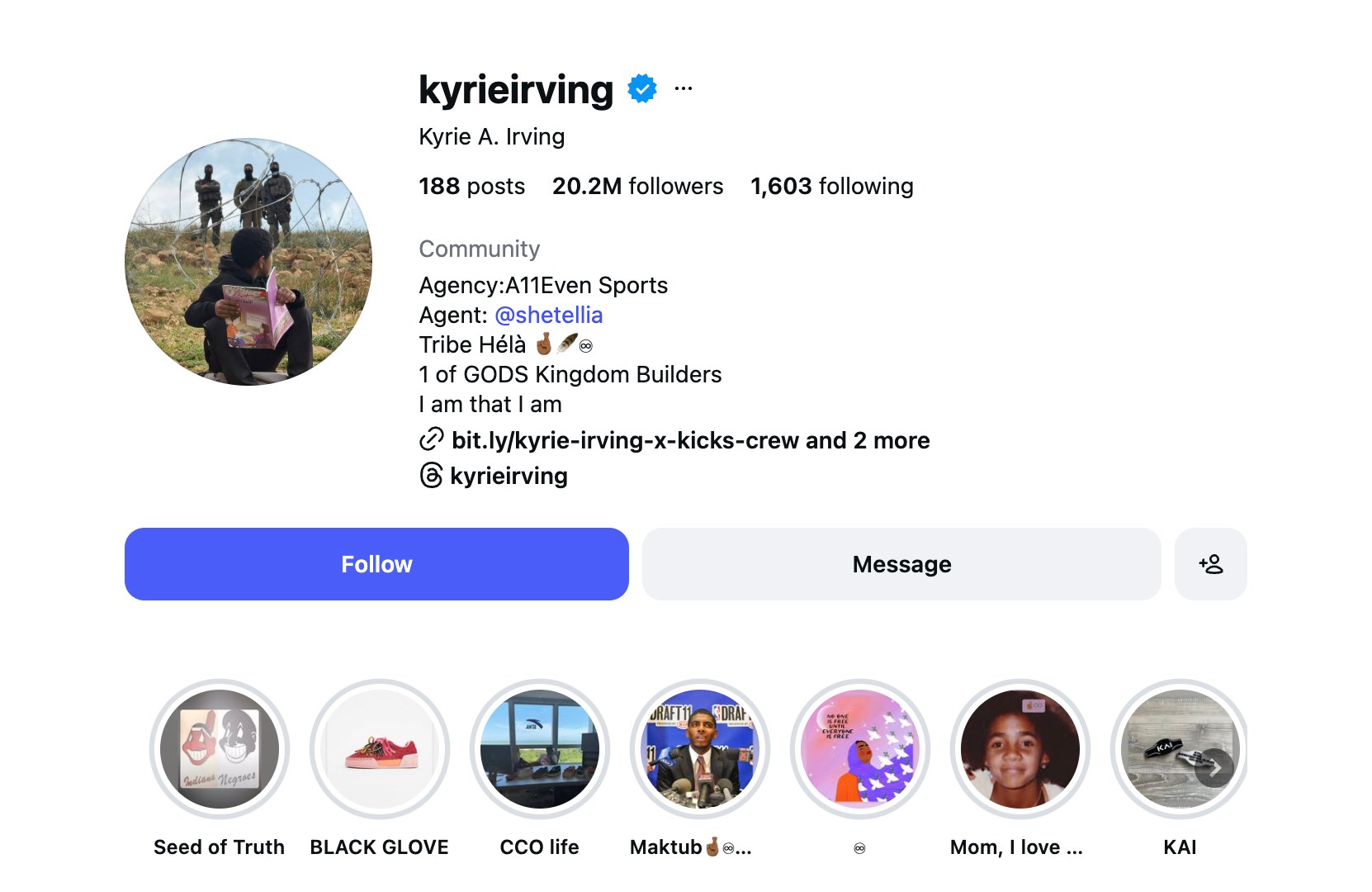 Kyrie Irving changes Instagram photo to show solidarity with Palestine