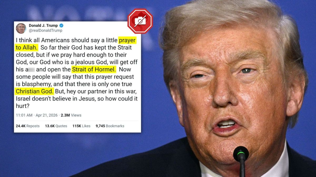 Did Trump request prayers for Allah to open ‘Strait of Hormel’? Don’t be fooled