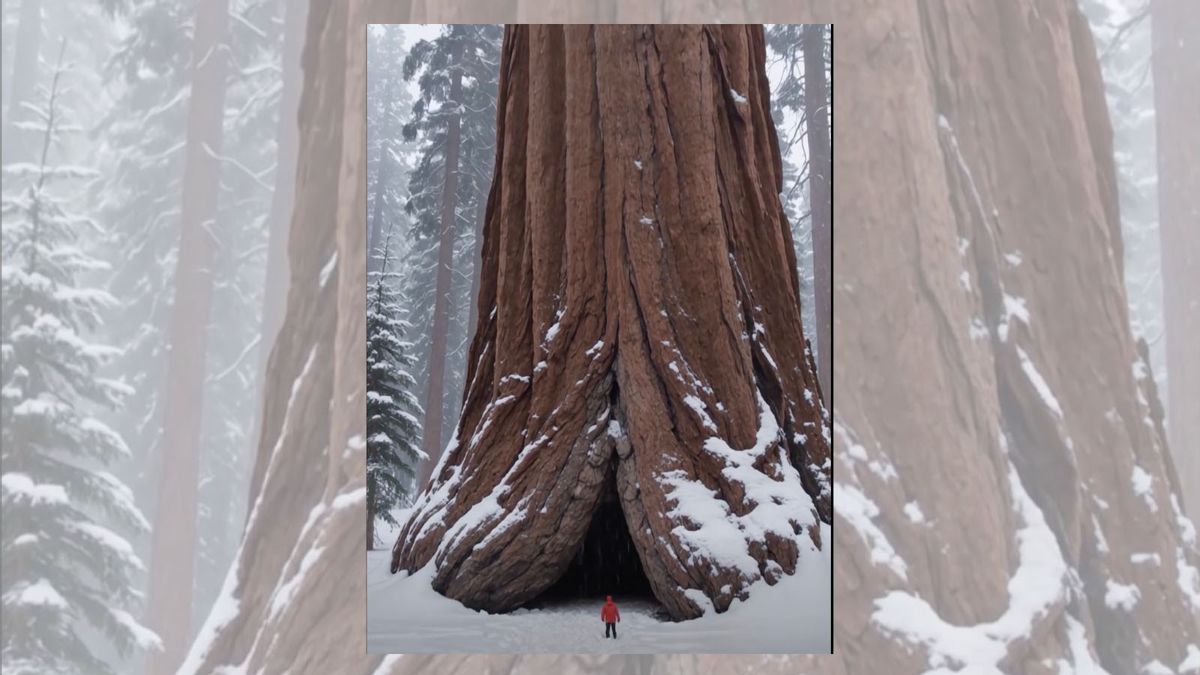 Is this video of snowy giant sequoia tree real?