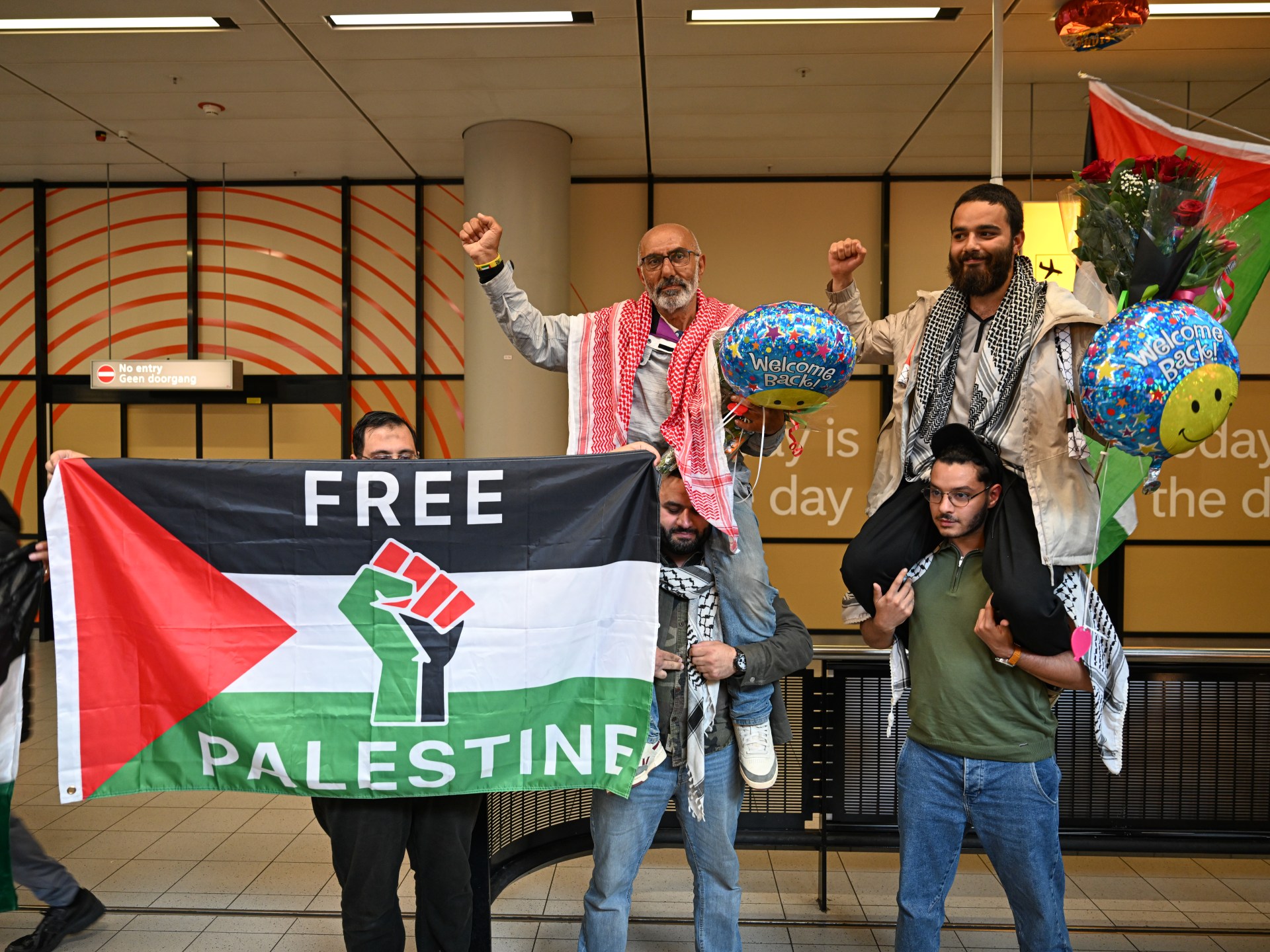 Detained Gaza aid flotilla activists arrive in Netherlands
