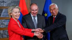 European leaders converge on Armenia as Russia looks on