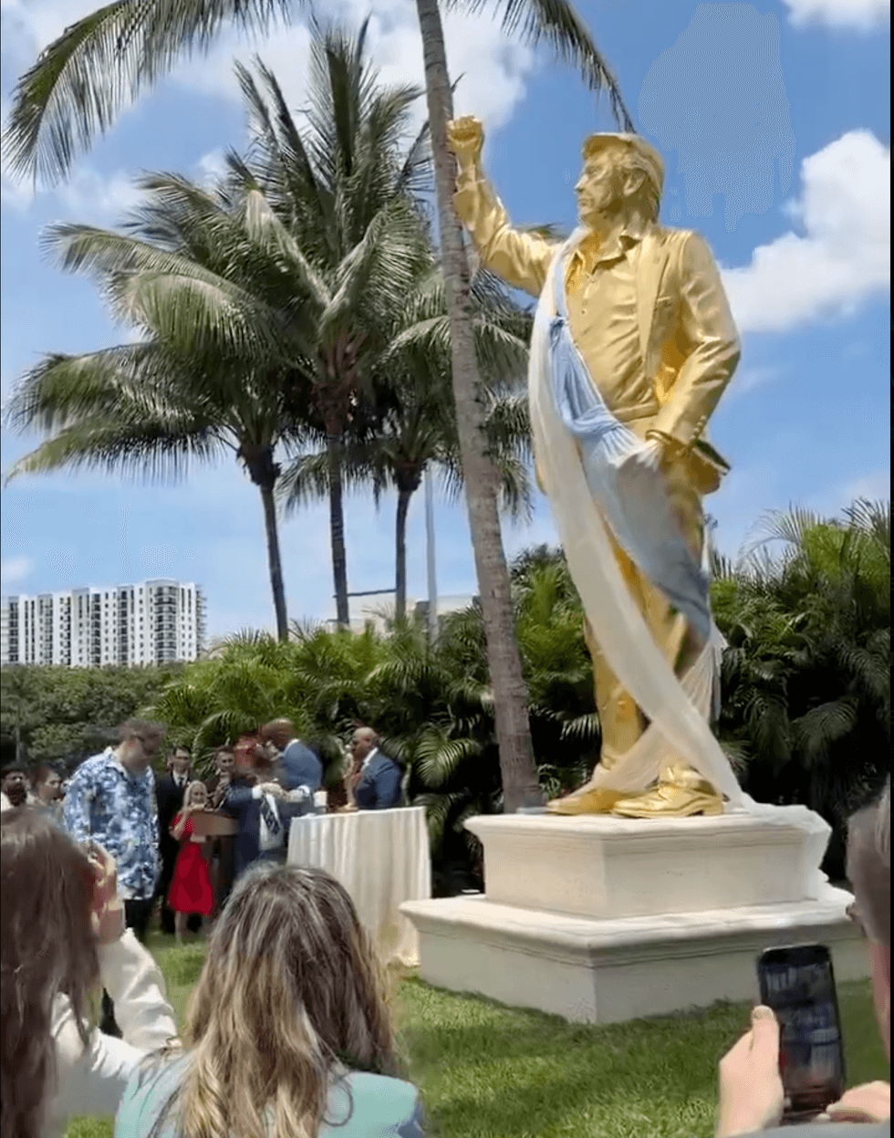 Trump’s giant gold statue at his golf club triggers online disgust and disbelief