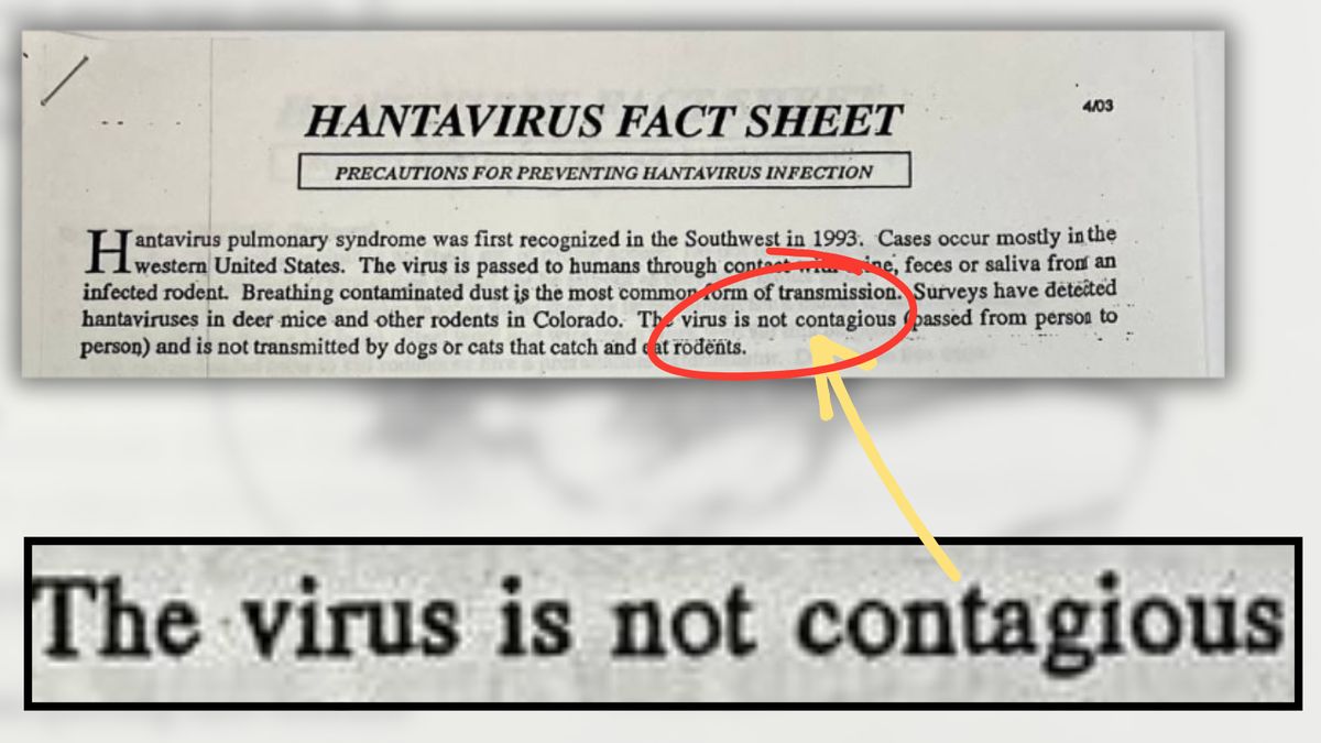 Inspecting hantavirus fact sheet that says virus isn’t contagious