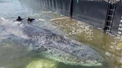 Whale to be removed from Danish island after failed German rescue