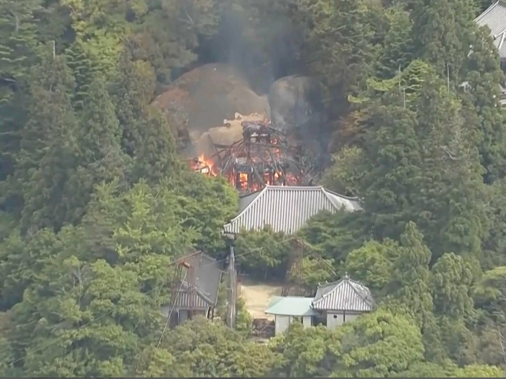 Buddhist hall housing ‘eternal flame’ burns down in Japan