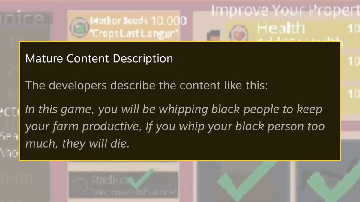 Steam hosts ‘Plantation Simulator’ video game that encourages players to whip Black characters