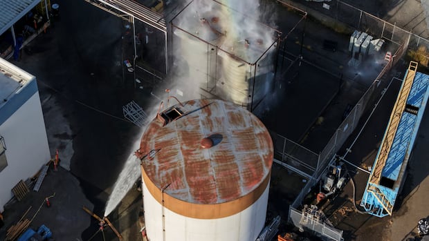 California officials say potential crack on overheated chemical tank could lower risk